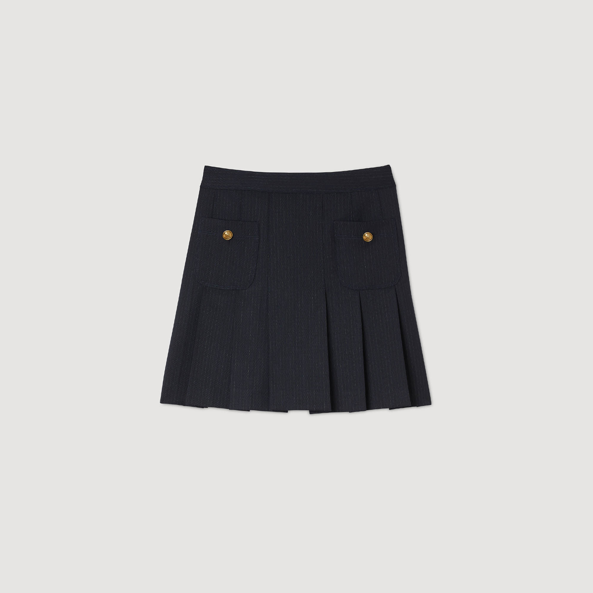 Short striped pleated skirt