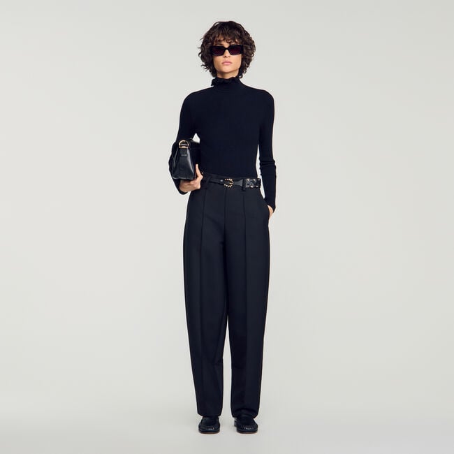 Ruffled roll-neck wool jumper - Women | Sandro