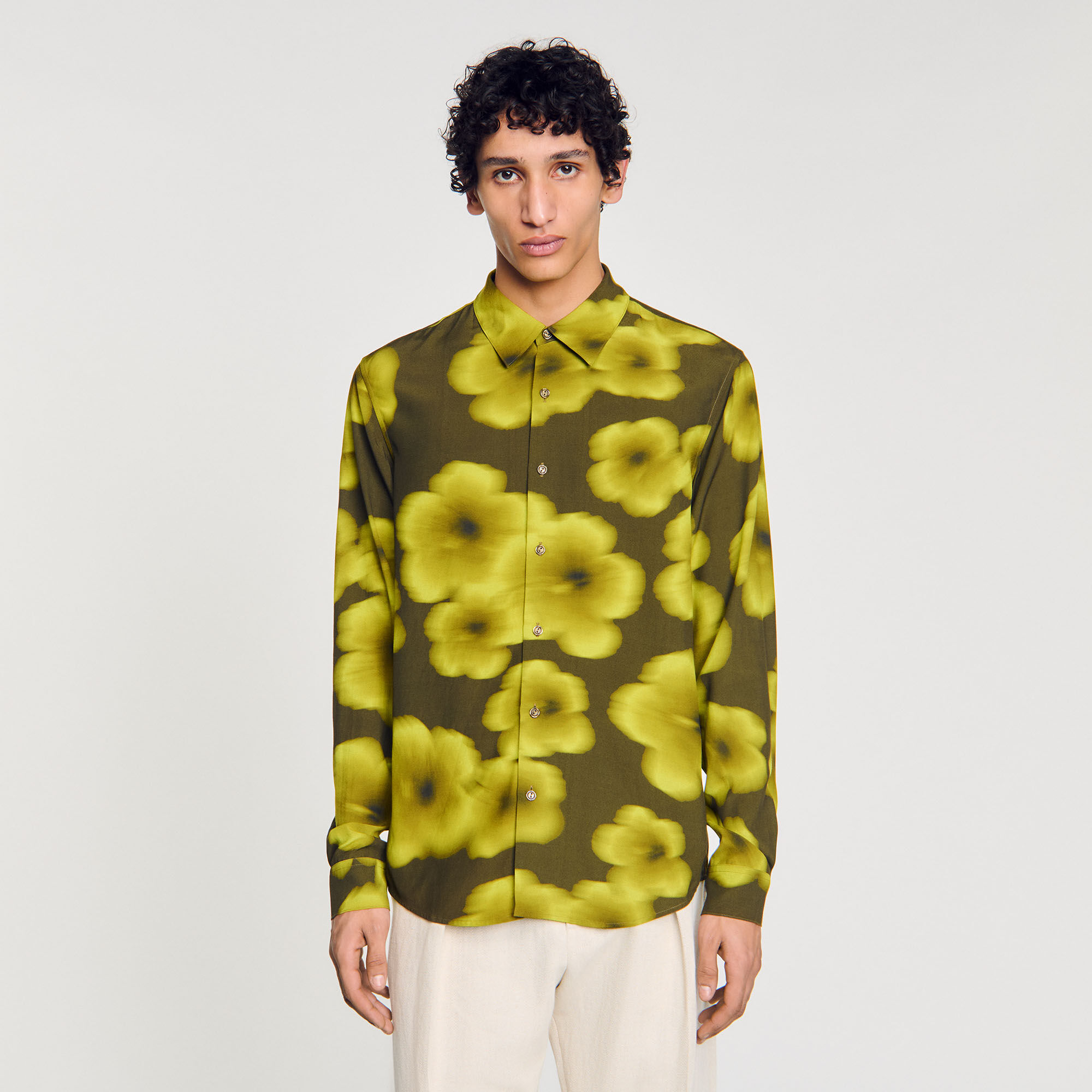 Loose-fit floral shirt green for Men | Sandro Paris