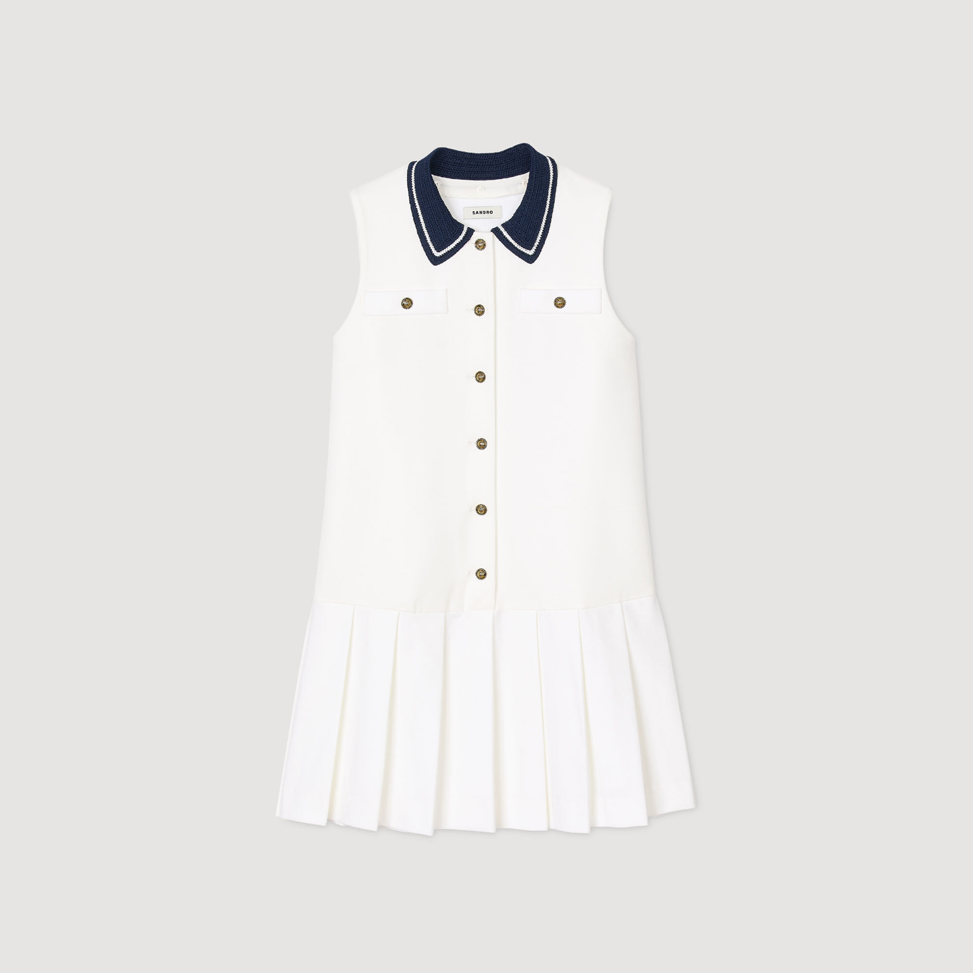 【sandro】関税・送料込★ベージュ ミニワンピース 小さいサイズ ティアードミニワンピース 低身長さん・小柄女性