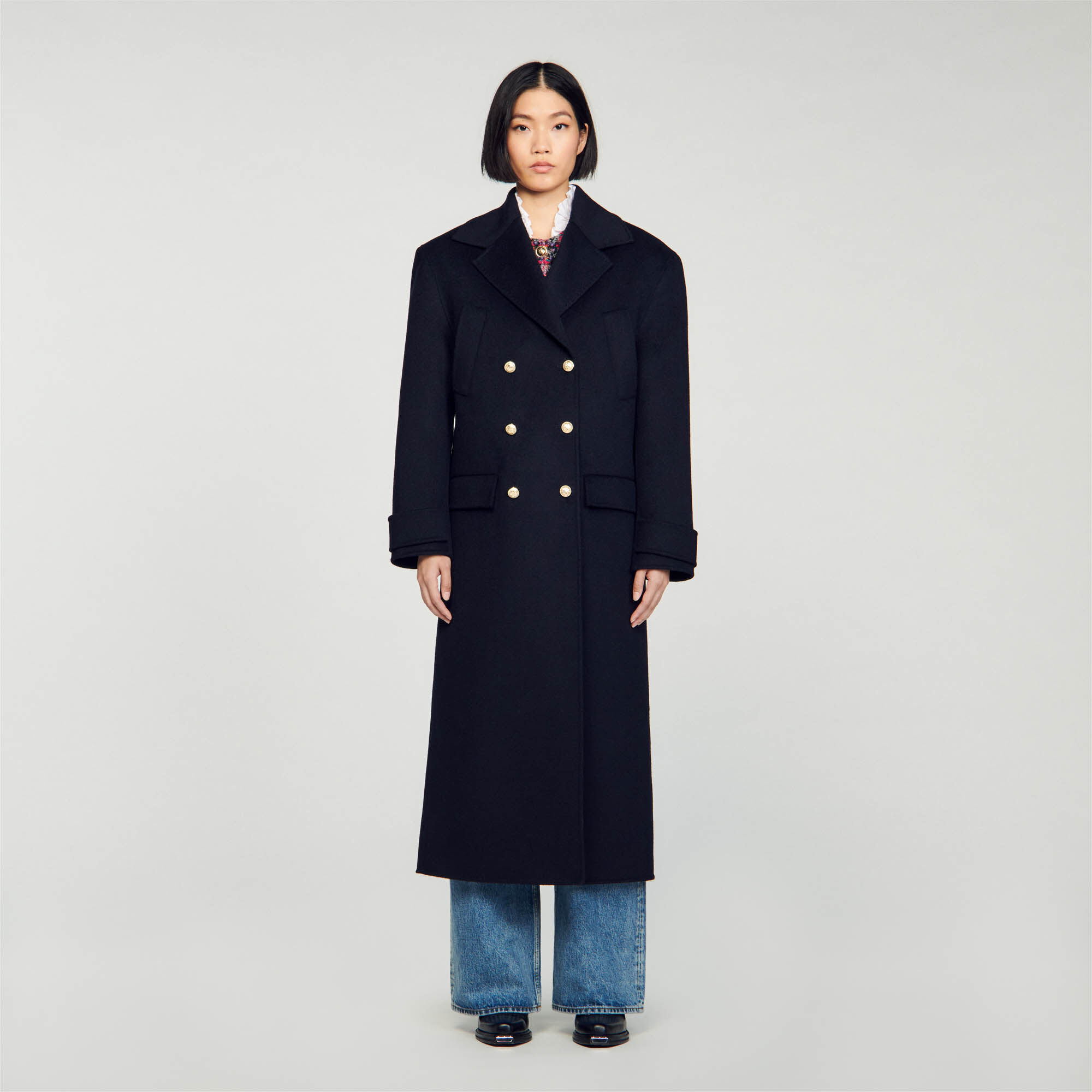 Sandro double on sale breasted wool coat