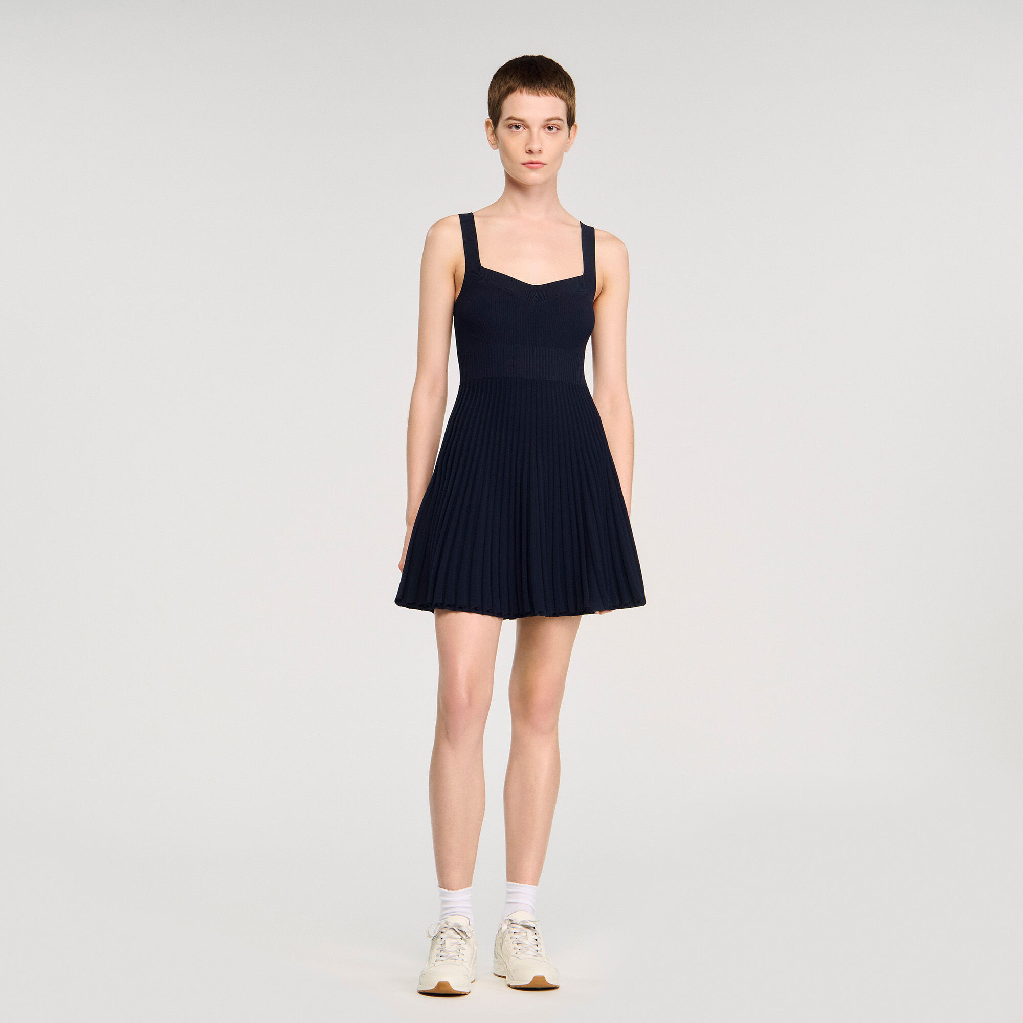 Short knit dress blue For Women | Sandro Paris