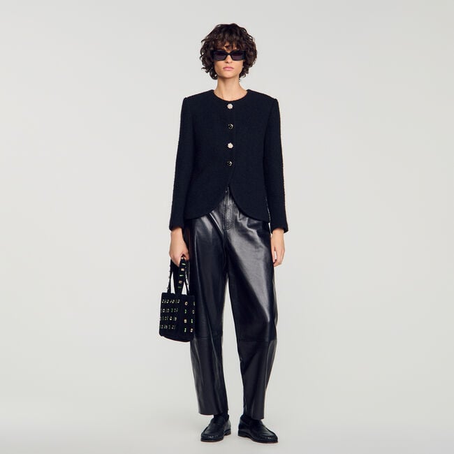 Decorative button tweed jacket - Women | Sandro
