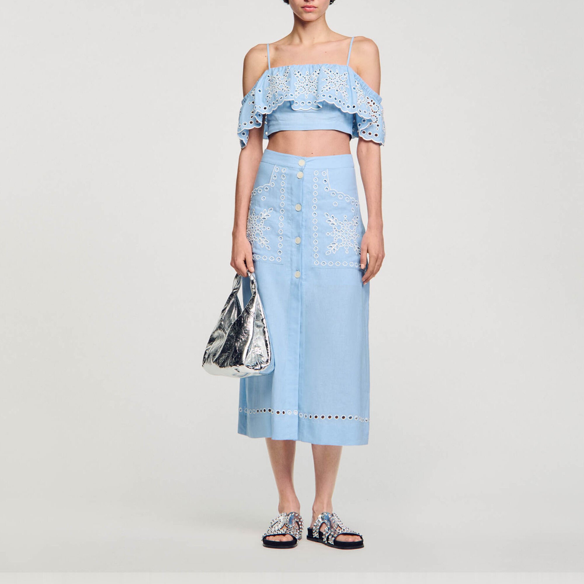 Embroidered maxi skirt