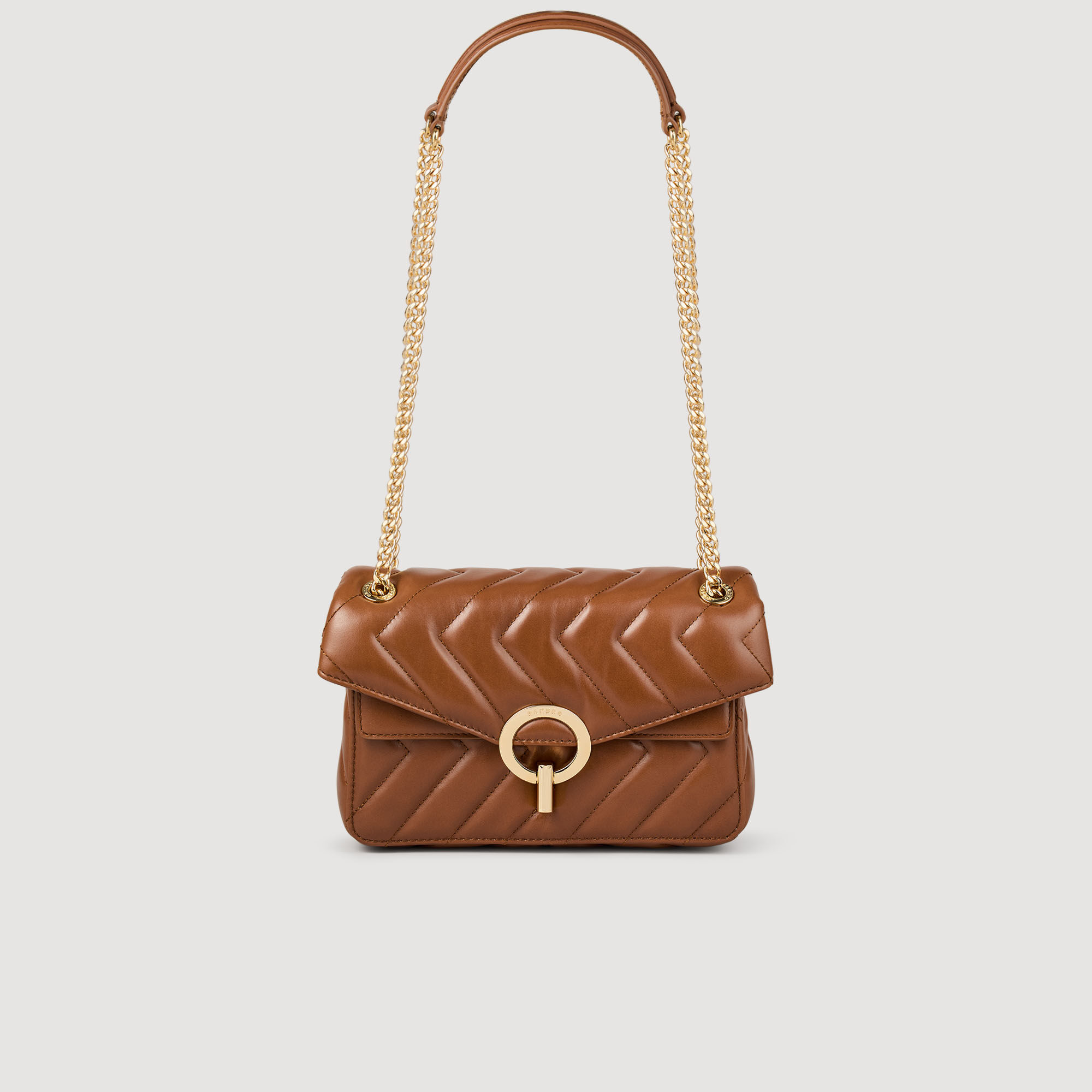 ＊人気＊ SANDRO  Yza スムースレザー バッグ スモール Yza small plain leather bag brown For Women | Sandro Paris