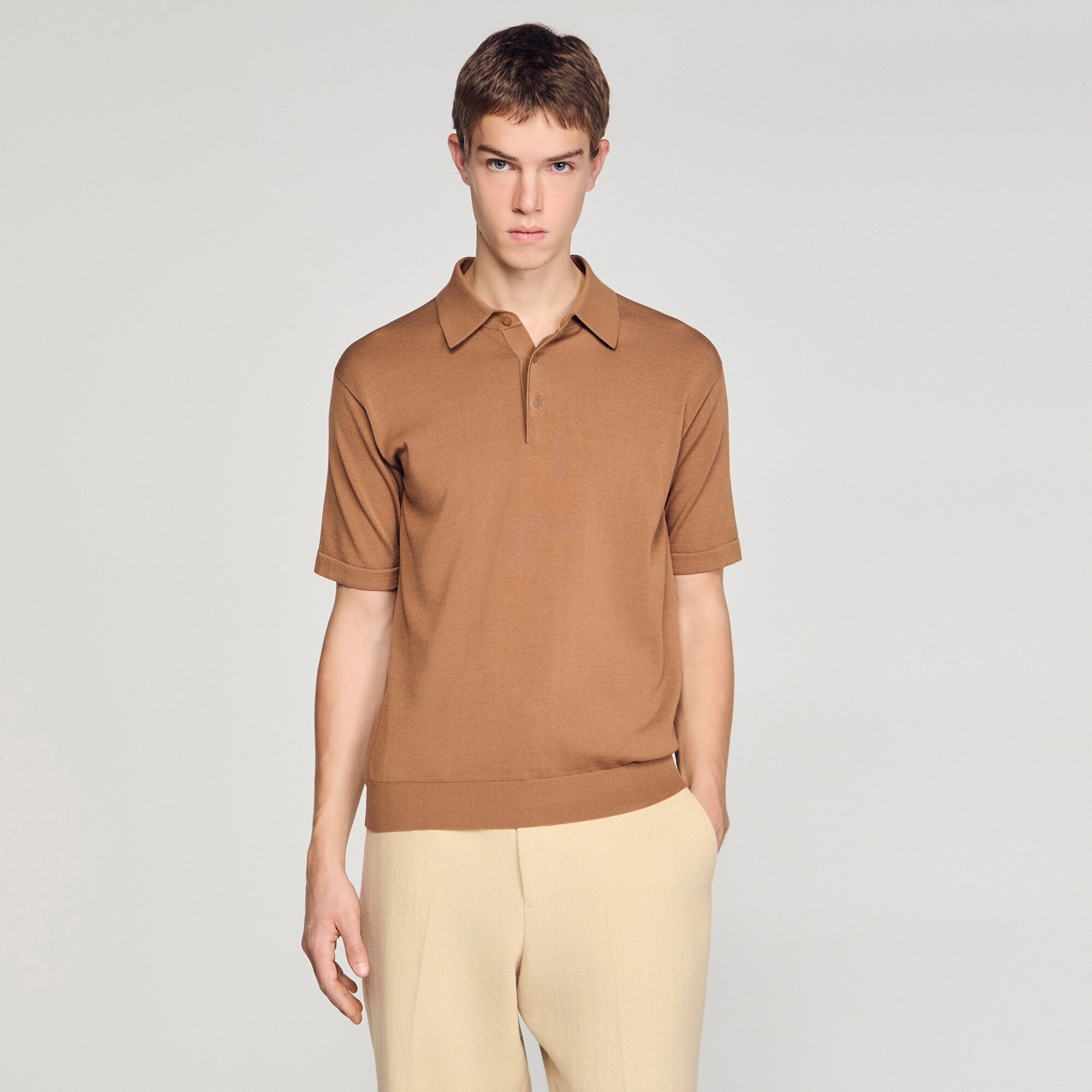 Cotton and silk polo shirt