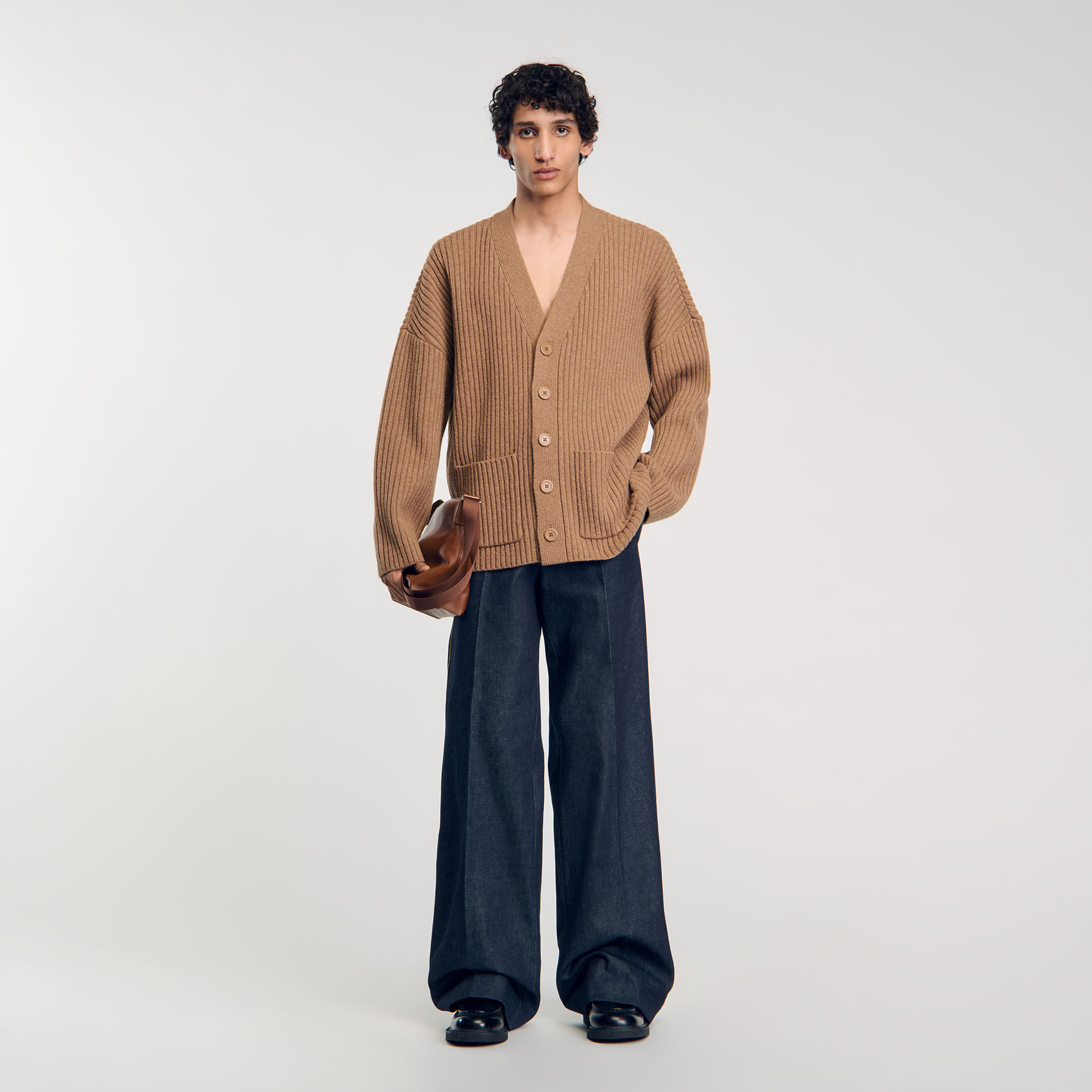 Sandro ribbed knit buttoned cardigan on sale