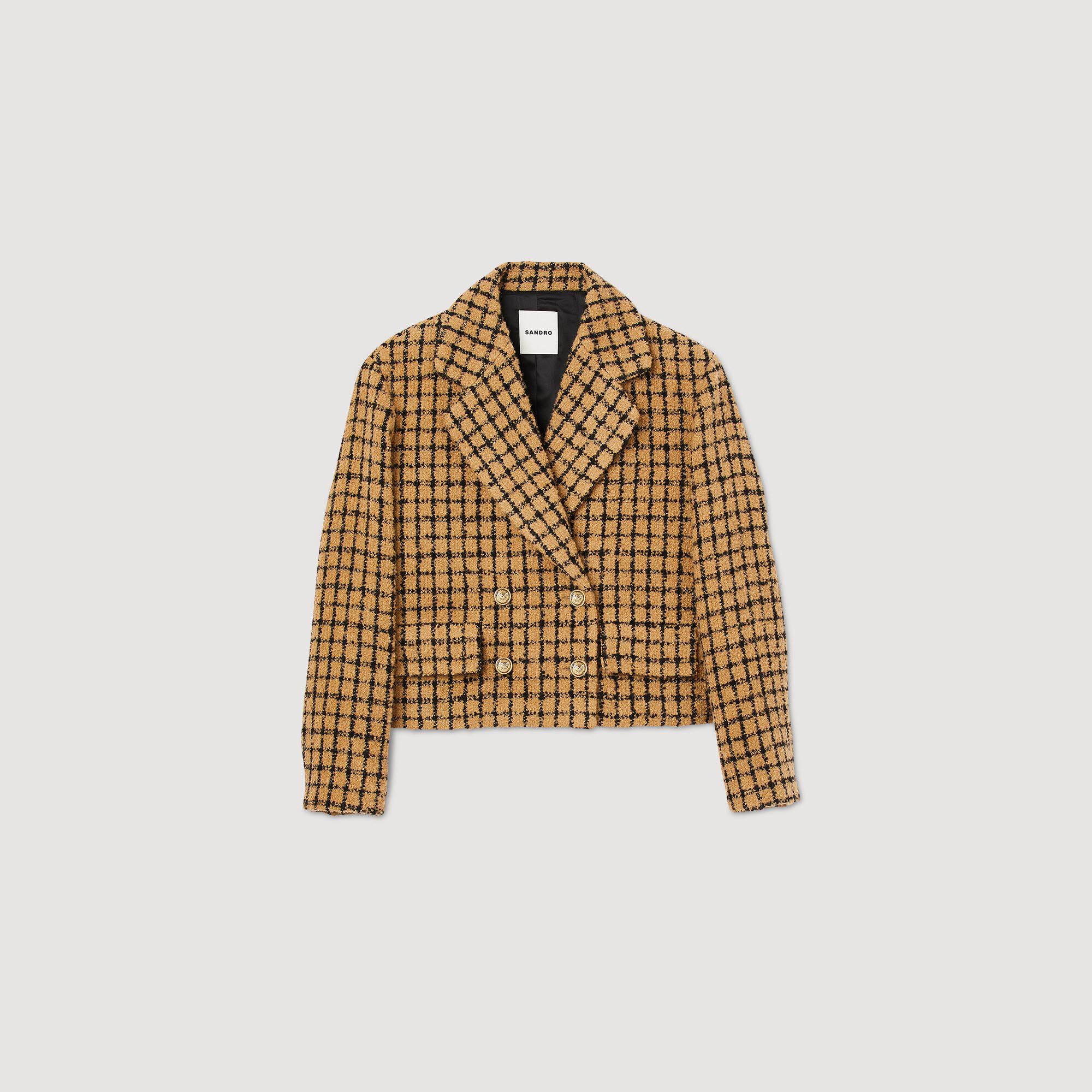 Sandro Paris チェック柄ツイードジャケット Tweed jacket black / gray For Women | Sandro Paris