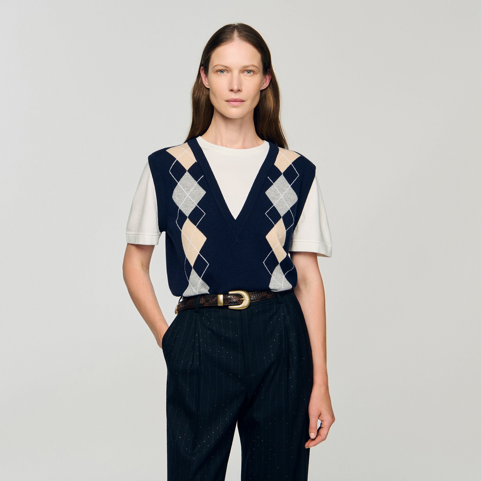 Argyle layered effect jumper