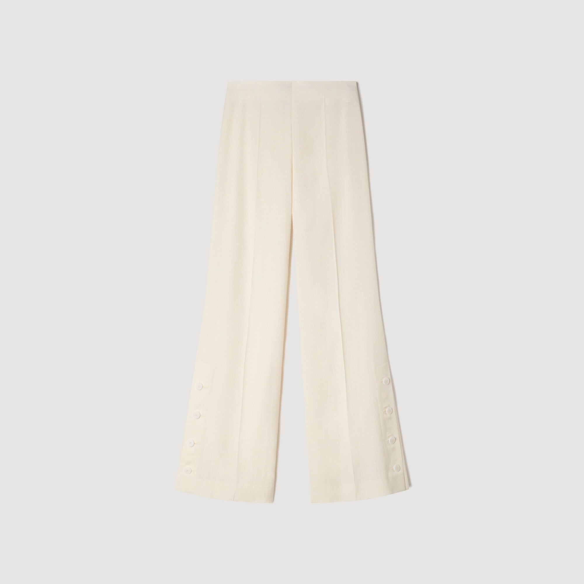 Buttoned-slit straight-leg trousers