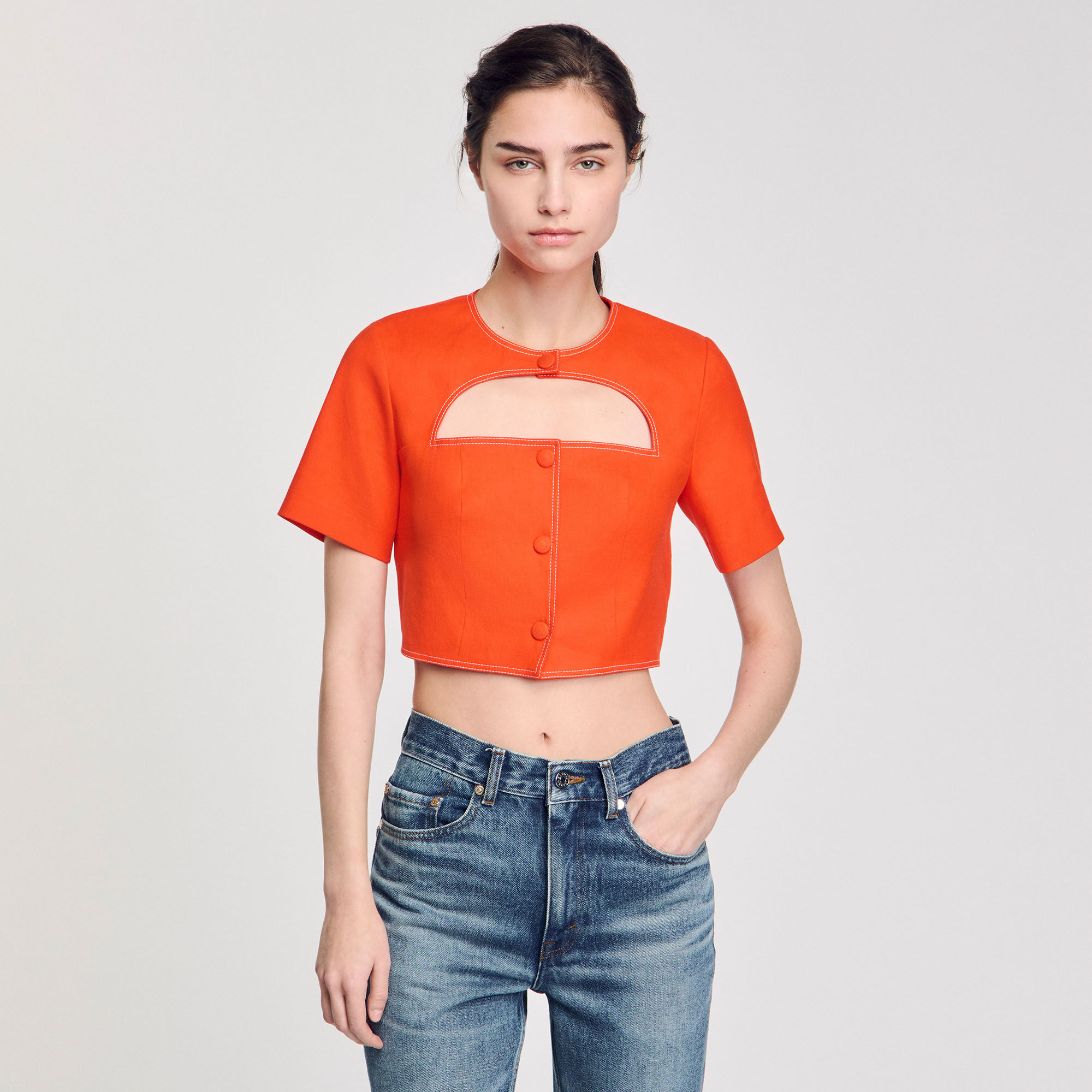 Crop top with cutaway design yellow / orange For Women