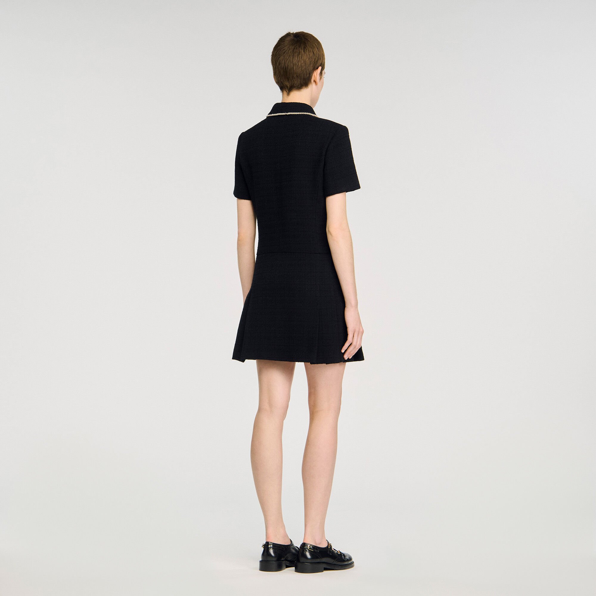 Short buttoned tweed dress