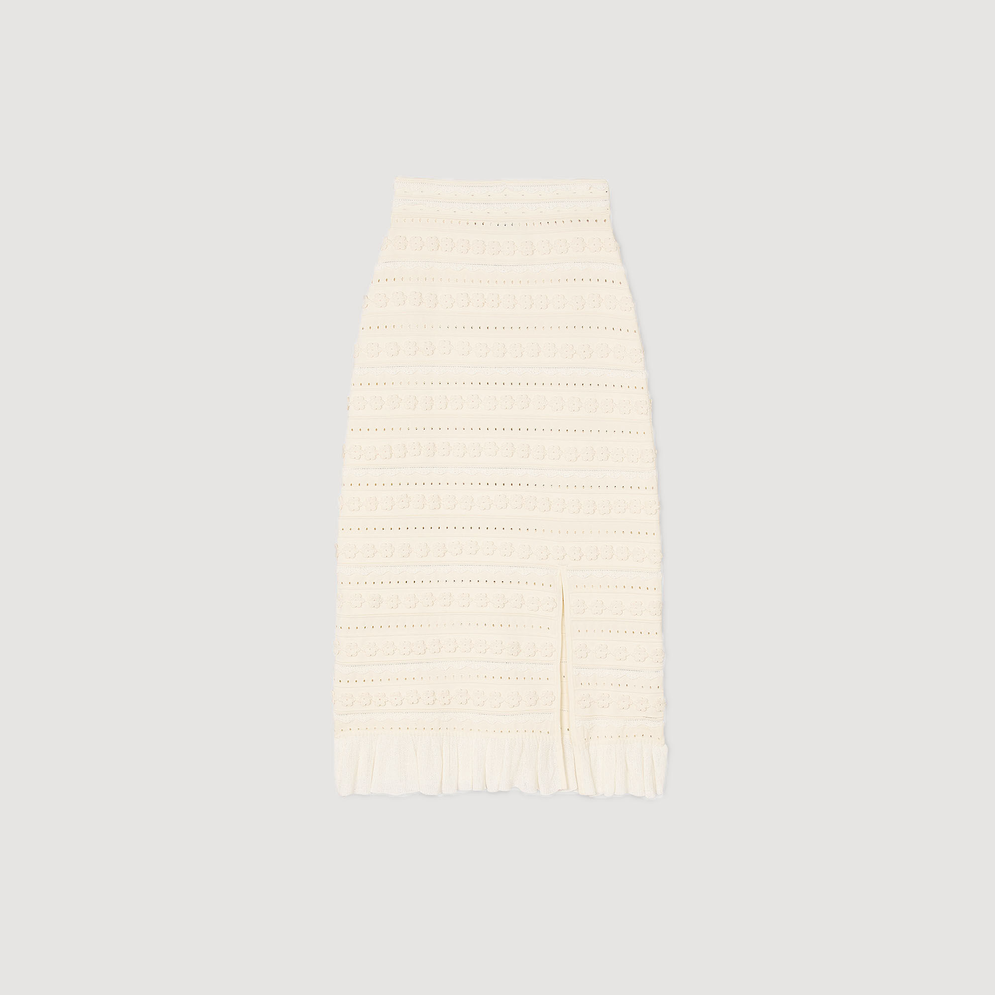 Long skirt with crochet detailing white / beige For Women