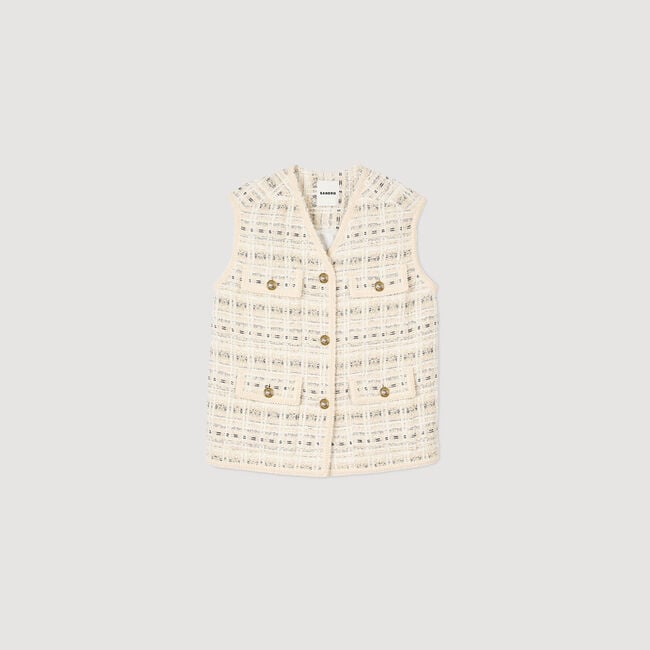Sleeveless tweed jacket