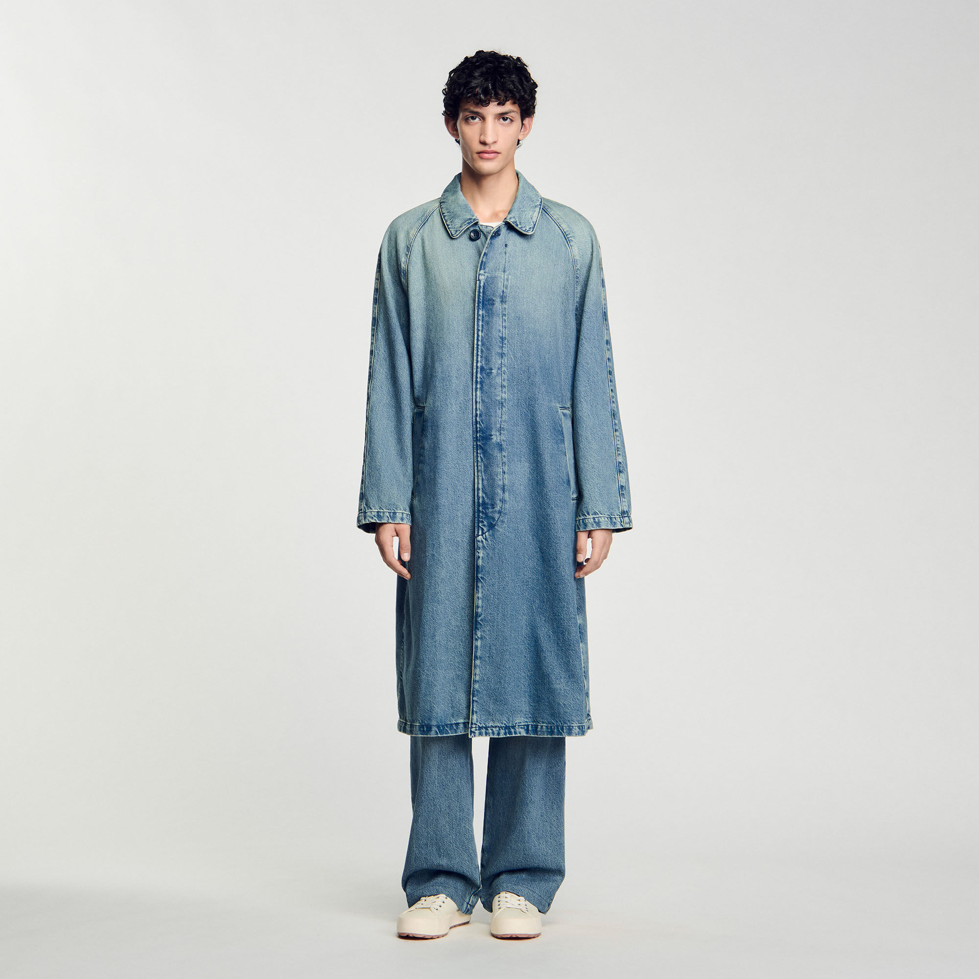 sandro paris  コート Long coat white / beige for Men | Sandro Paris