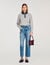 Jumper with denim collar