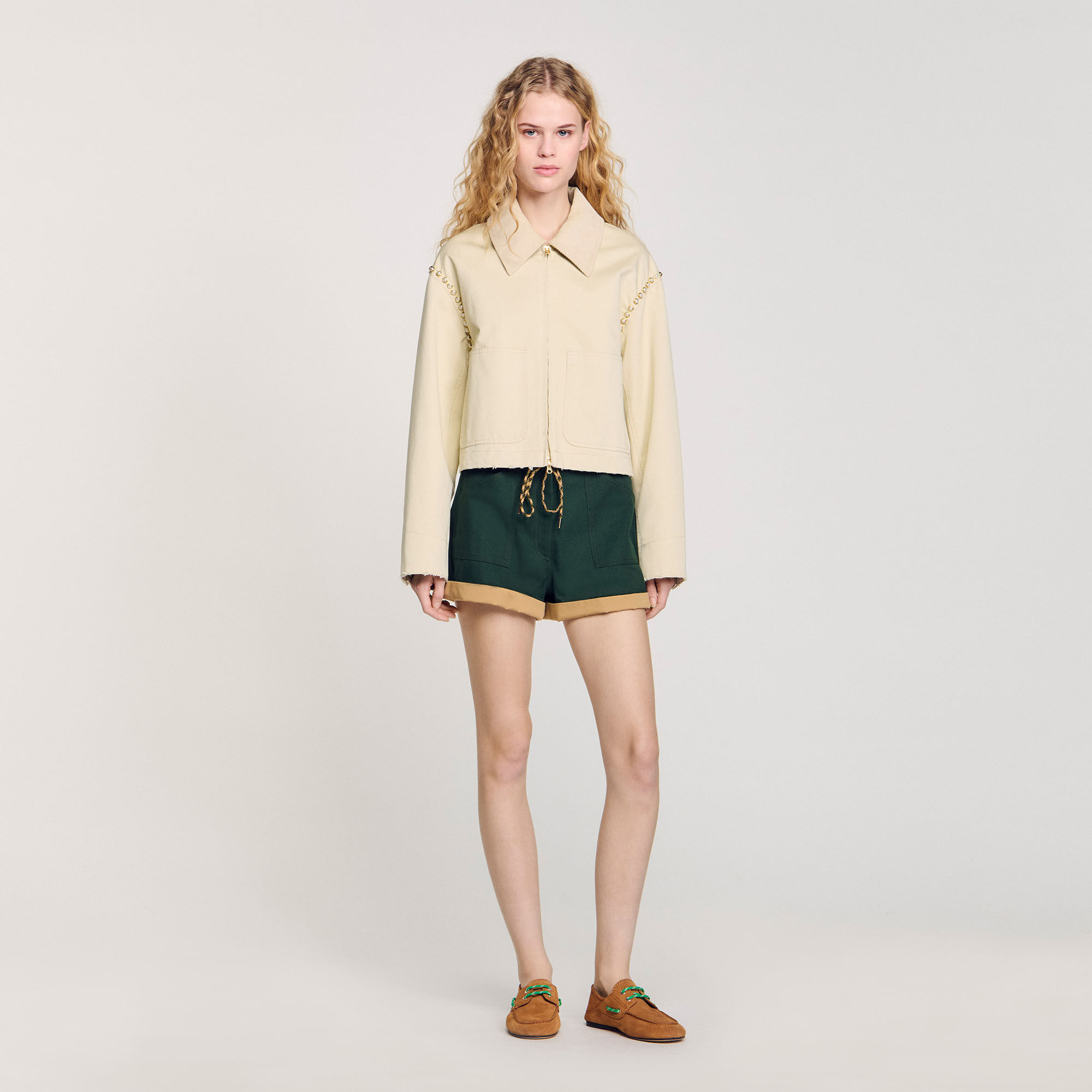 Jacket with beaded details white / beige For Women | Sandro