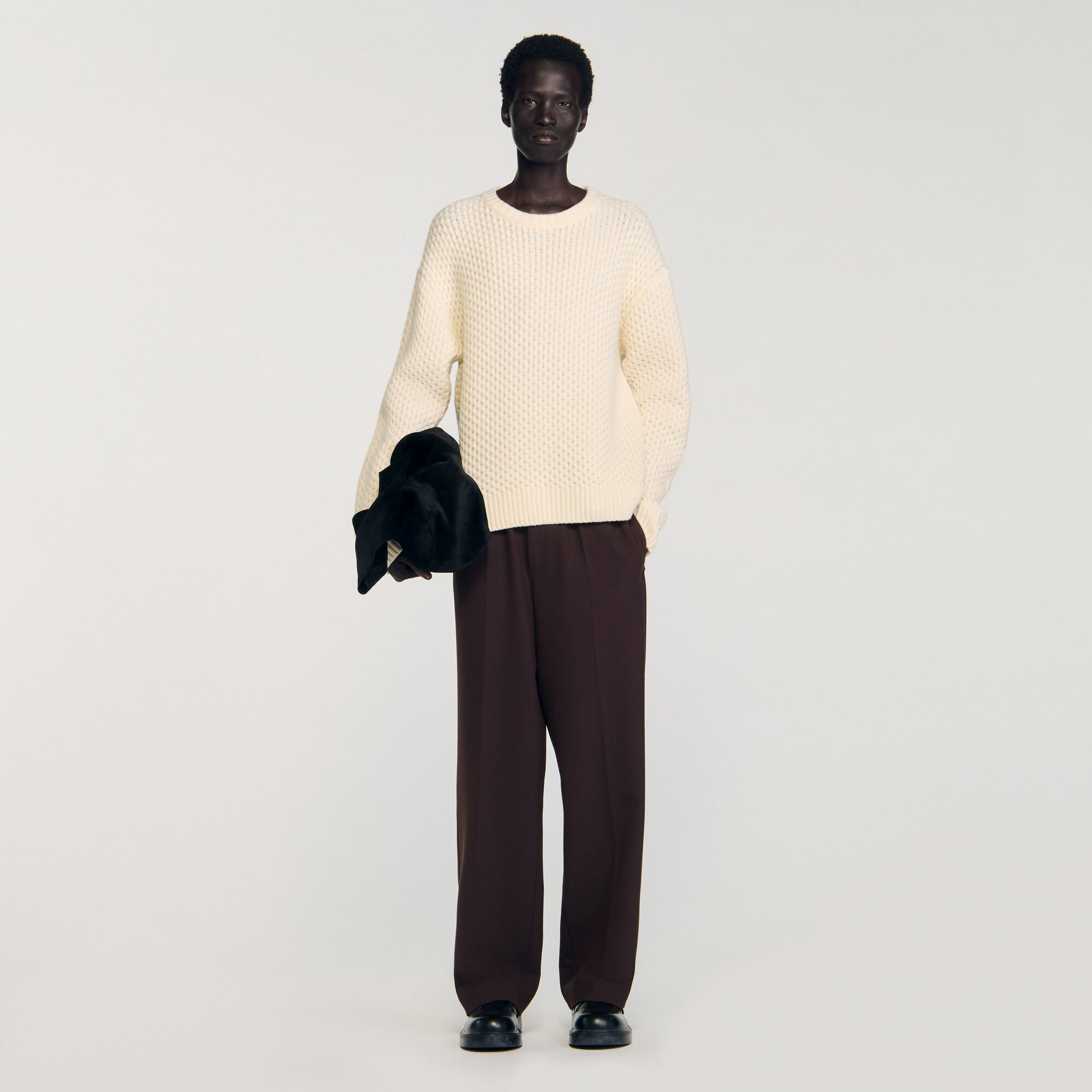 Honeycomb stitch wool jumper
