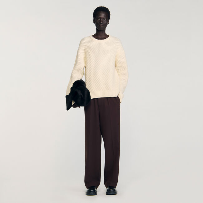 Honeycomb stitch wool jumper