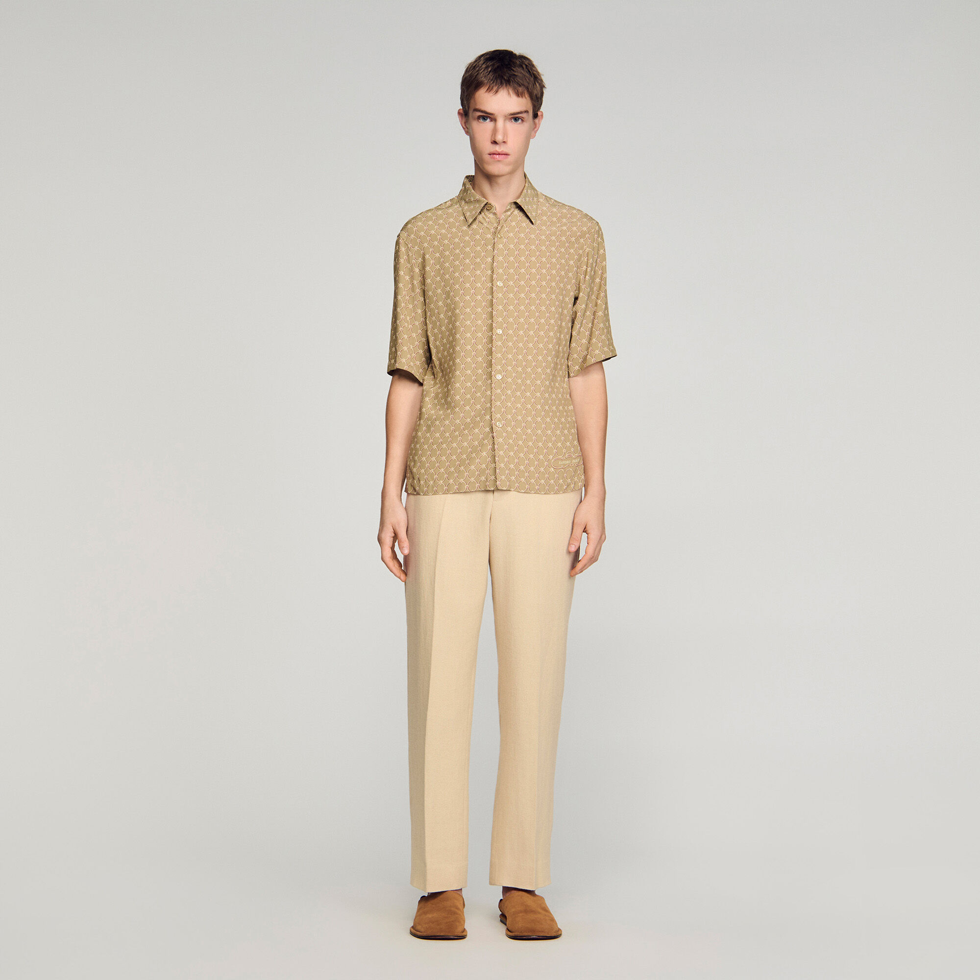 Link print loose-fit shirt