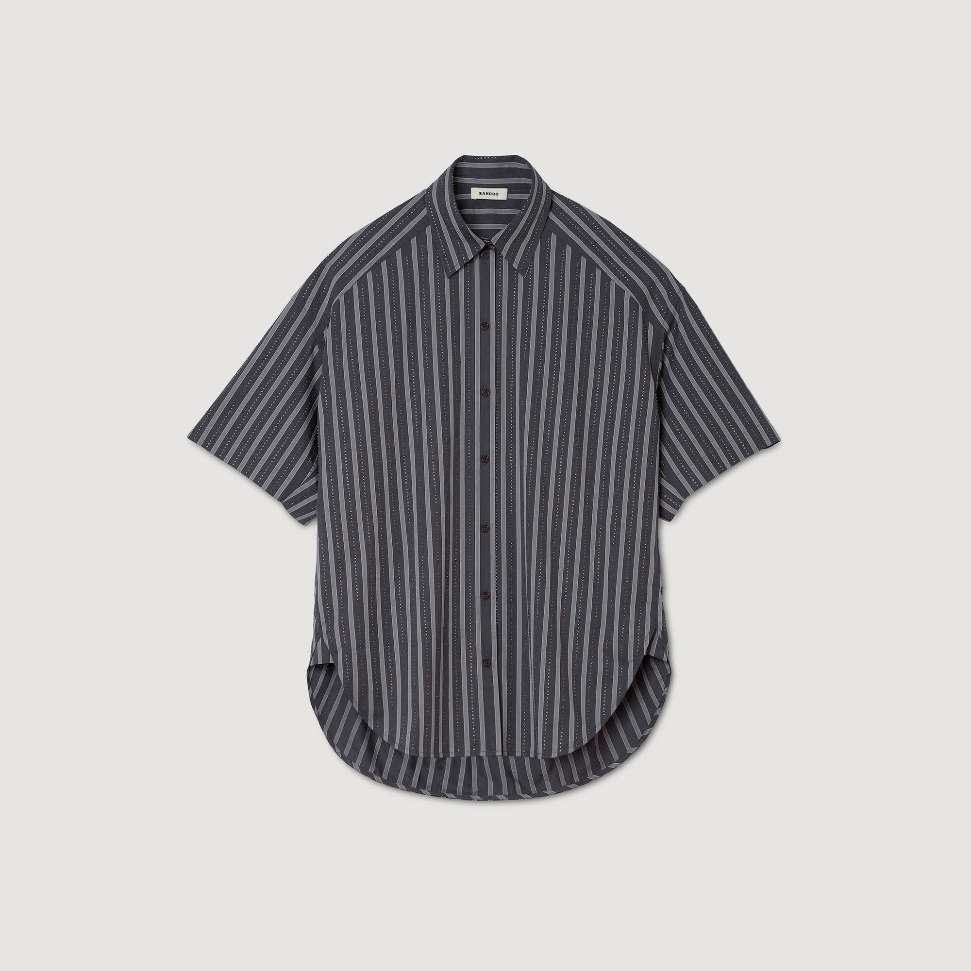 Oversized striped rhinestone shirt