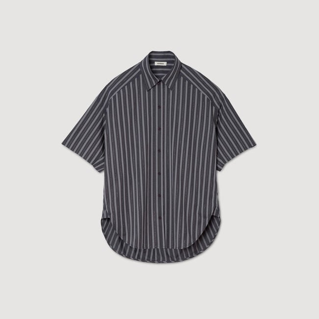 Oversized striped rhinestone shirt
