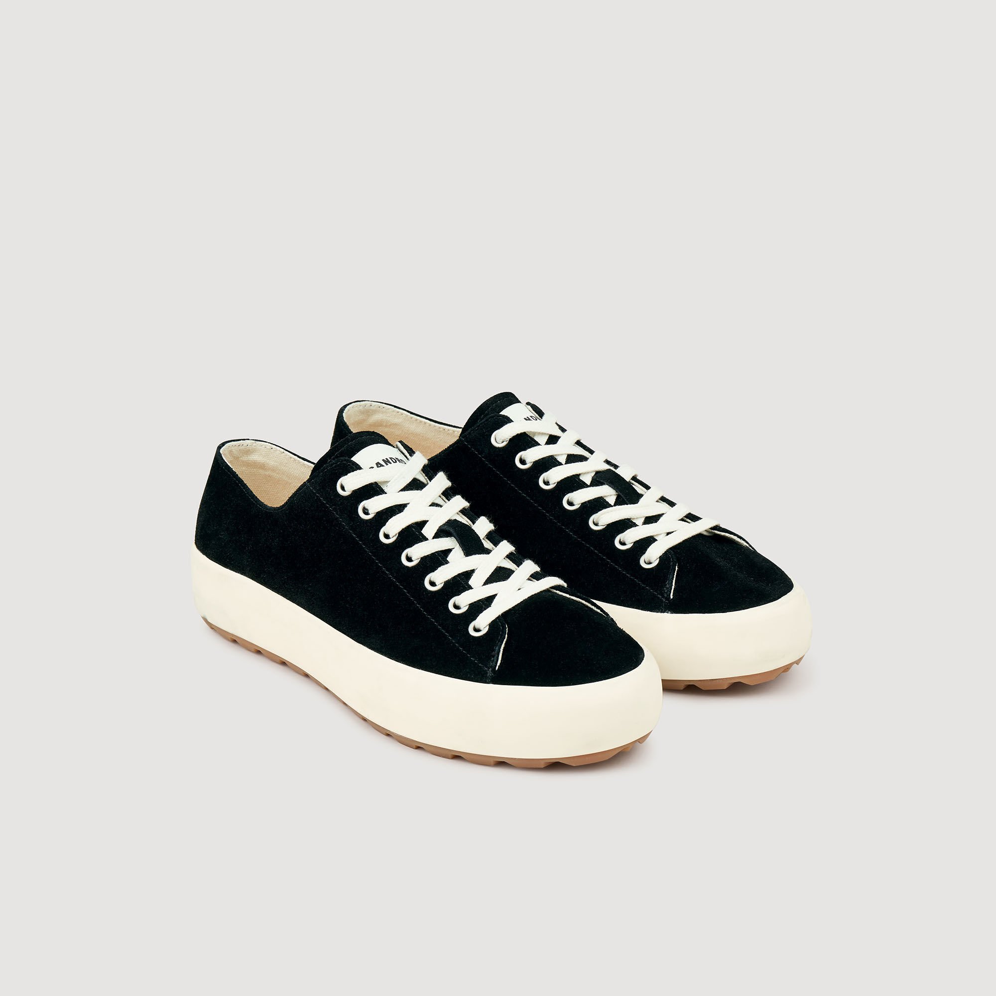 Low-top split leather trainers