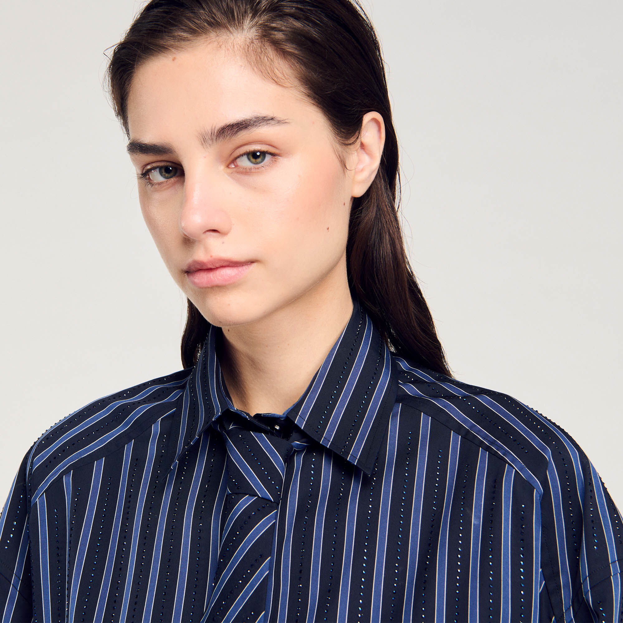 Rhinestone tie shirt