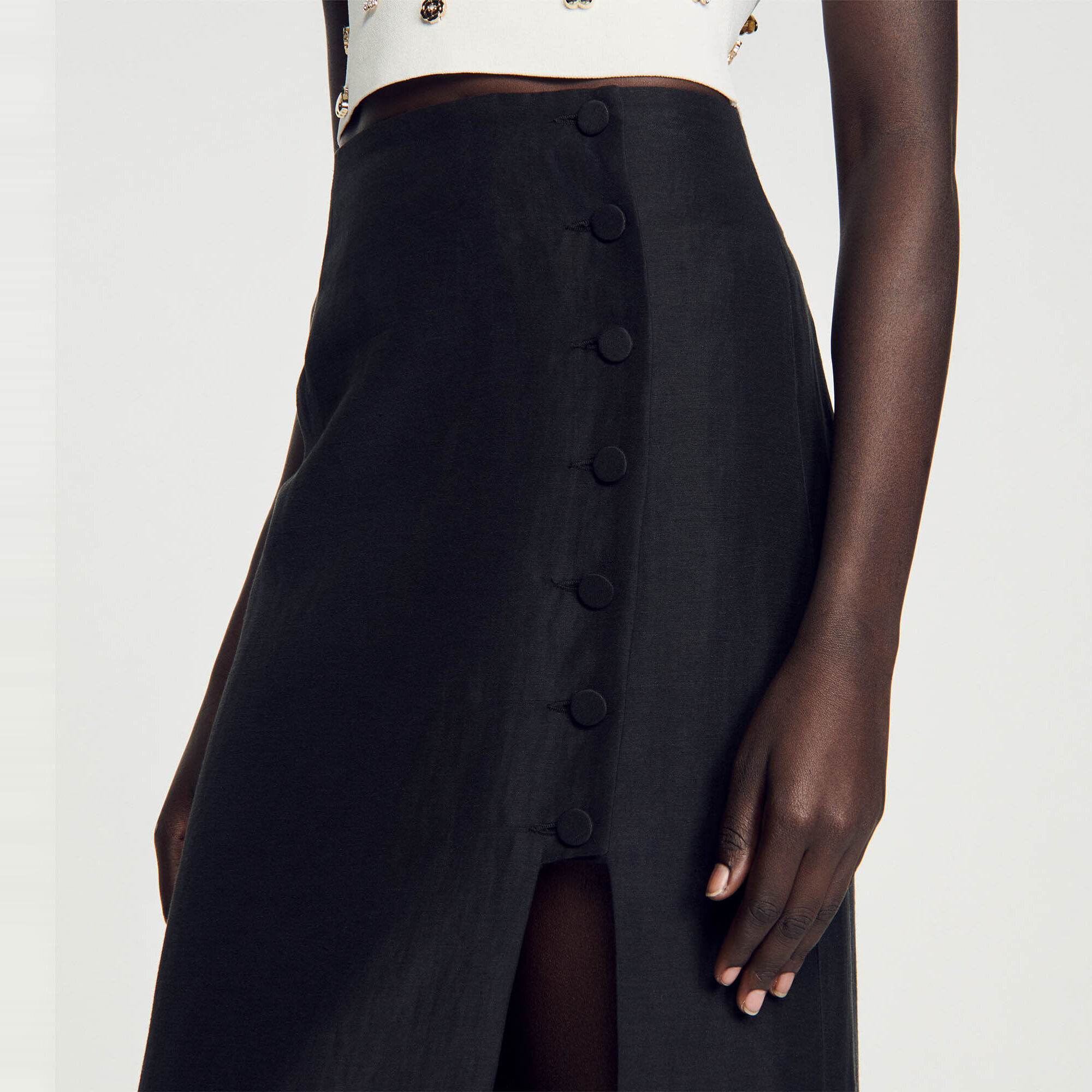 Slit midi skirt