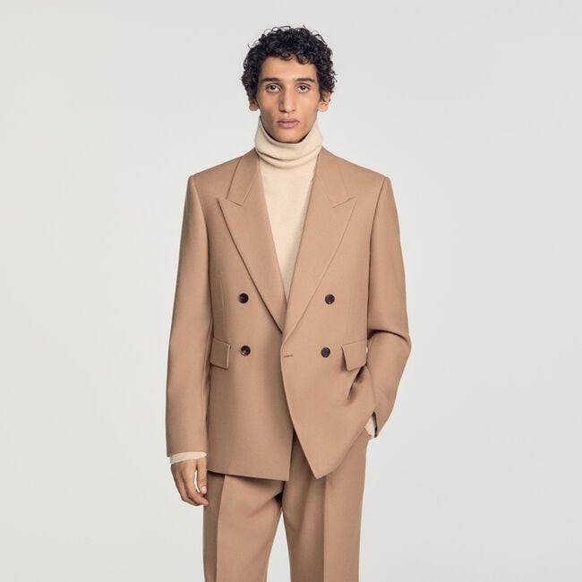 Double-breasted wool suit jacket - Men | Sandro
