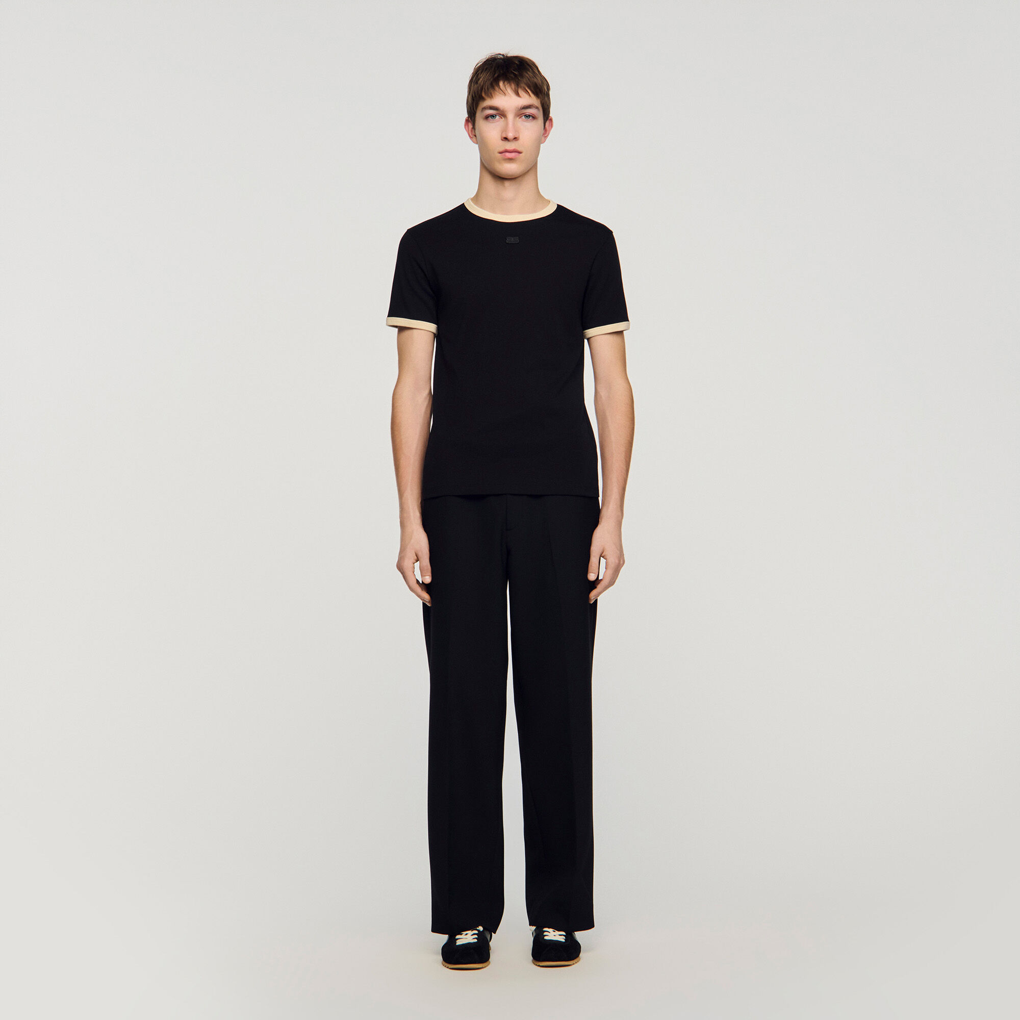 Two-tone patch T-shirt