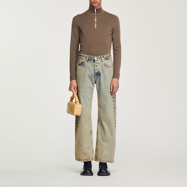 Wool jumper with zip collar