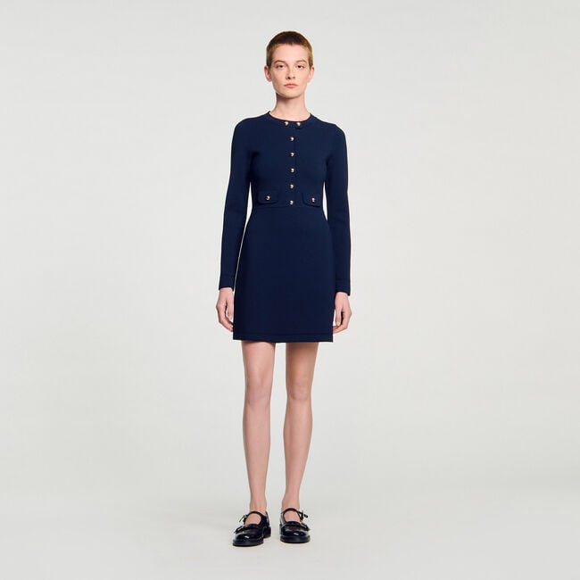 Short button-up knit dress