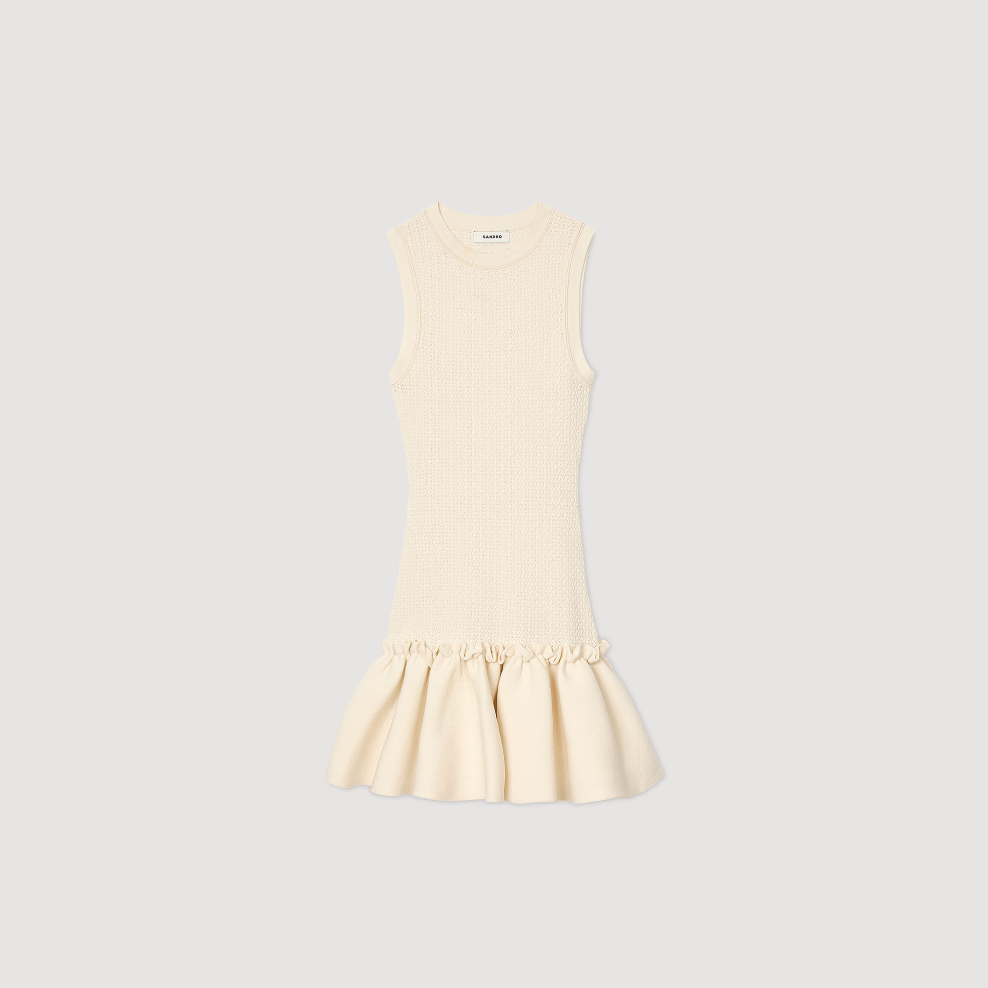 ワンピース SHORT KNIT DRESS WITH RUFFLES Short knit dress with ruffles red For Women | Sandro Paris