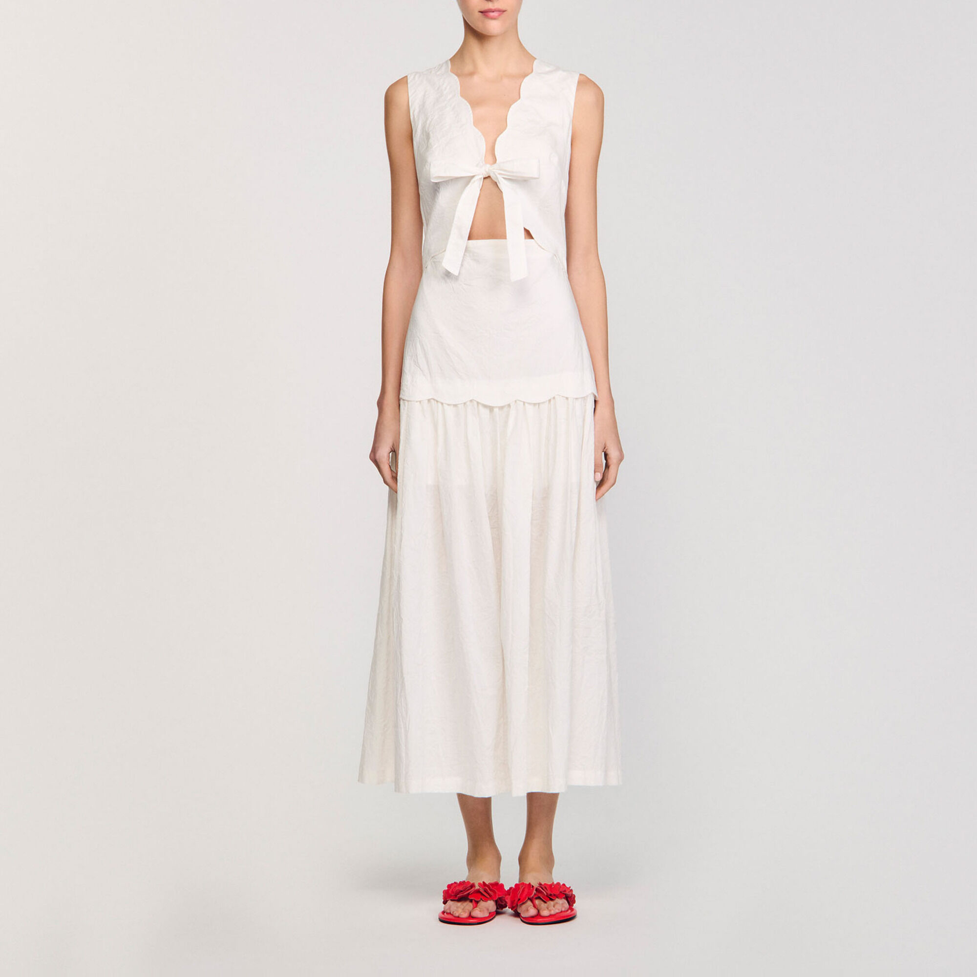 Crinkled maxi dress with bow - Women | Sandro