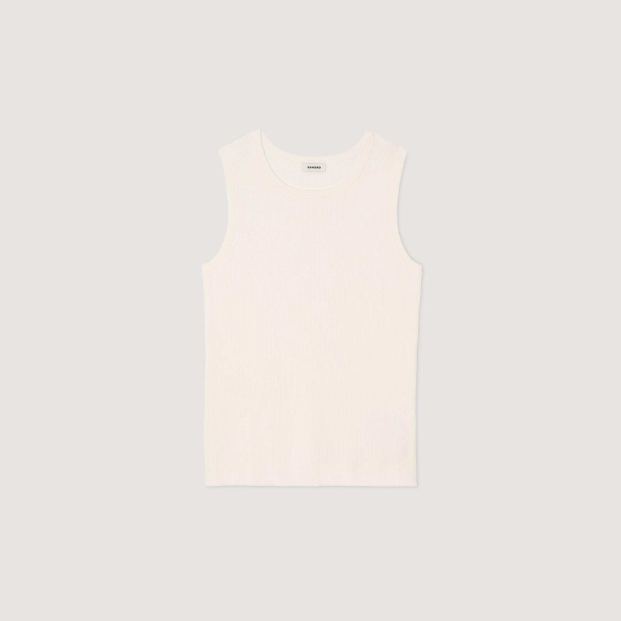 Rib knit vest top white / beige for Men | Sandro Paris