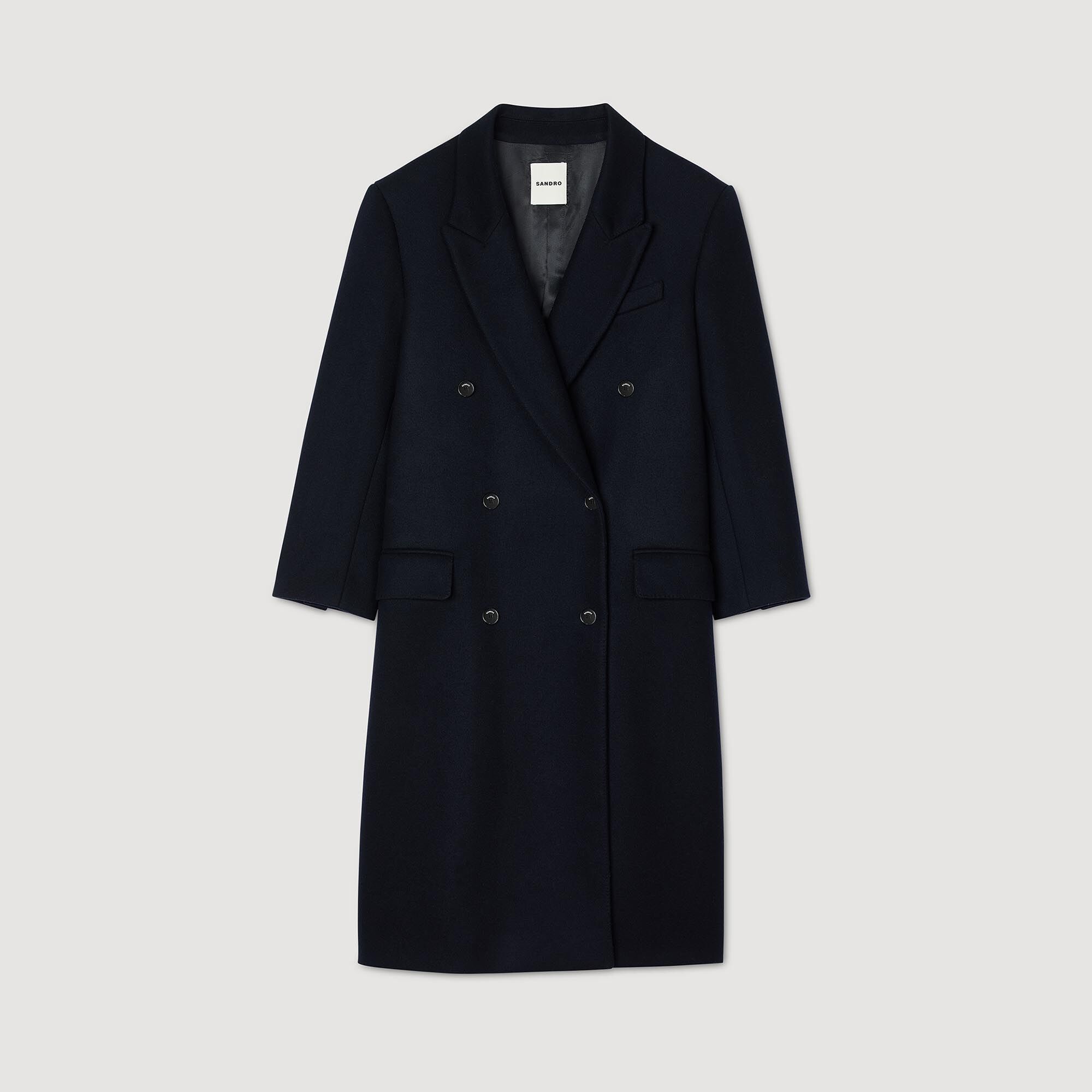 Sandro long checked wool coat new arrivals