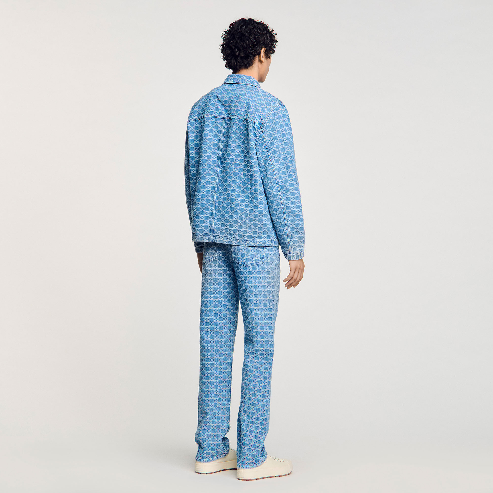 Square cross denim jacket