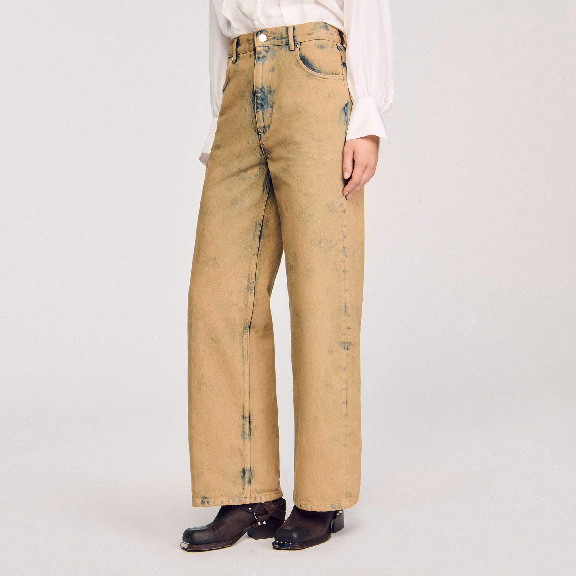 Faded wide-leg jeans