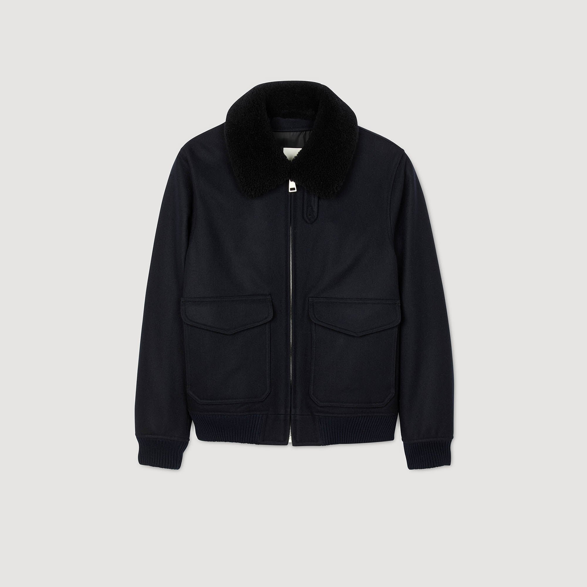 Wool aviator jacket with shearling Wool aviator jacket with shearling