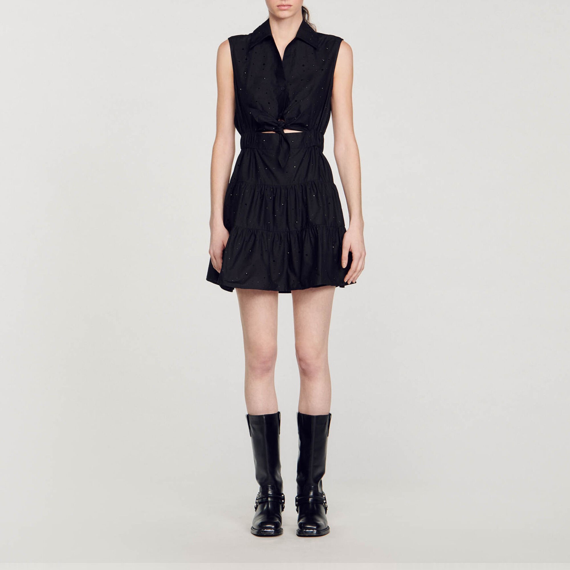 Short draped dress with rhinestones