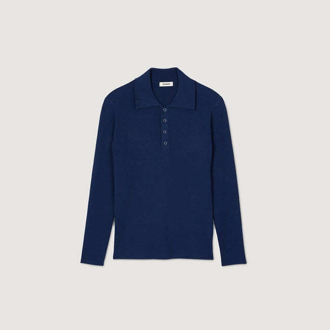 Rib knit polo shirt