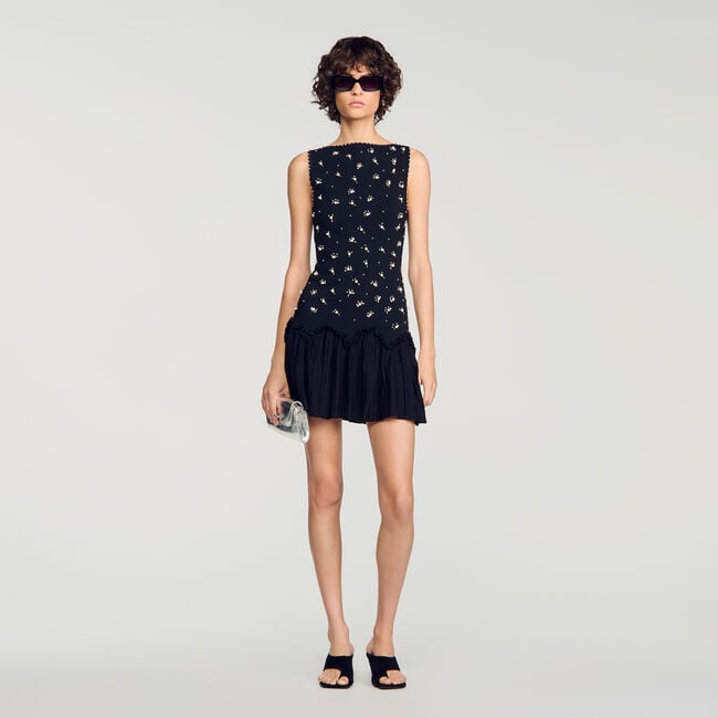 Short velvet dress with beads - Women | Sandro