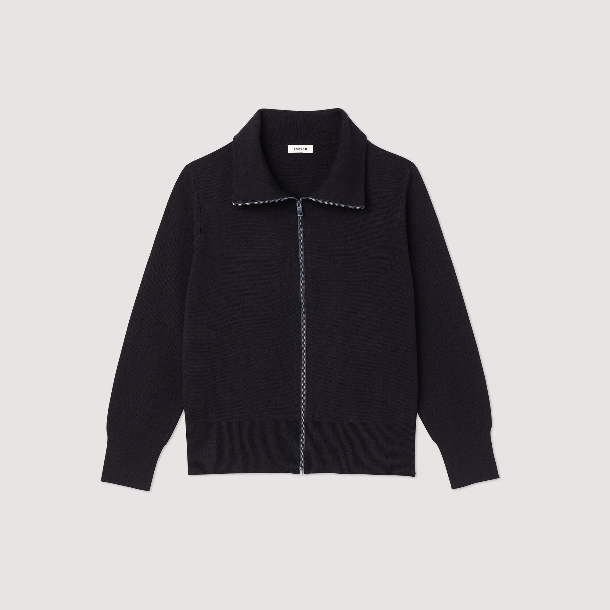 Asclo Zip Up Cardigan カーディガン 長袖 black 黒 - メルカリ