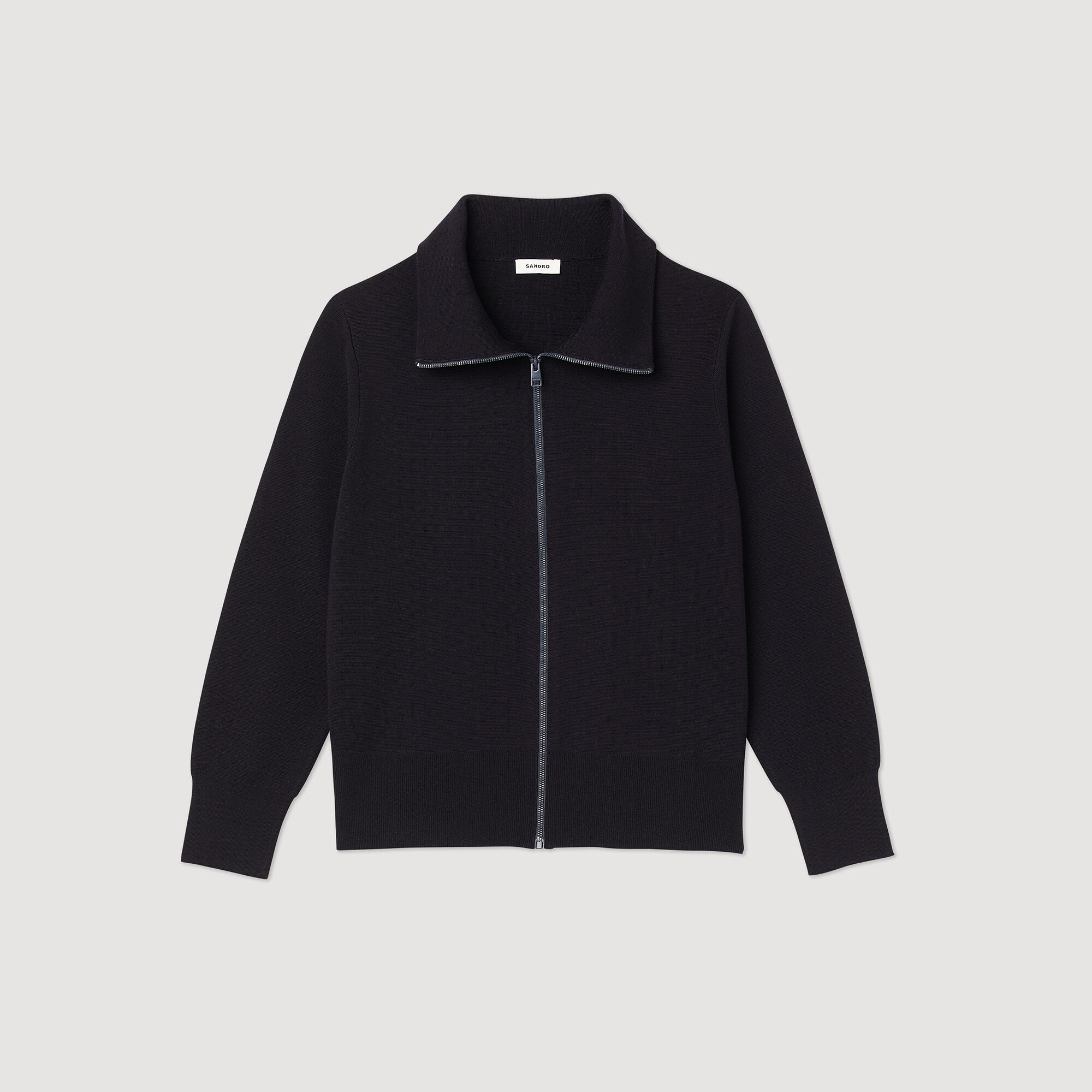 Zip-up wool cardigan