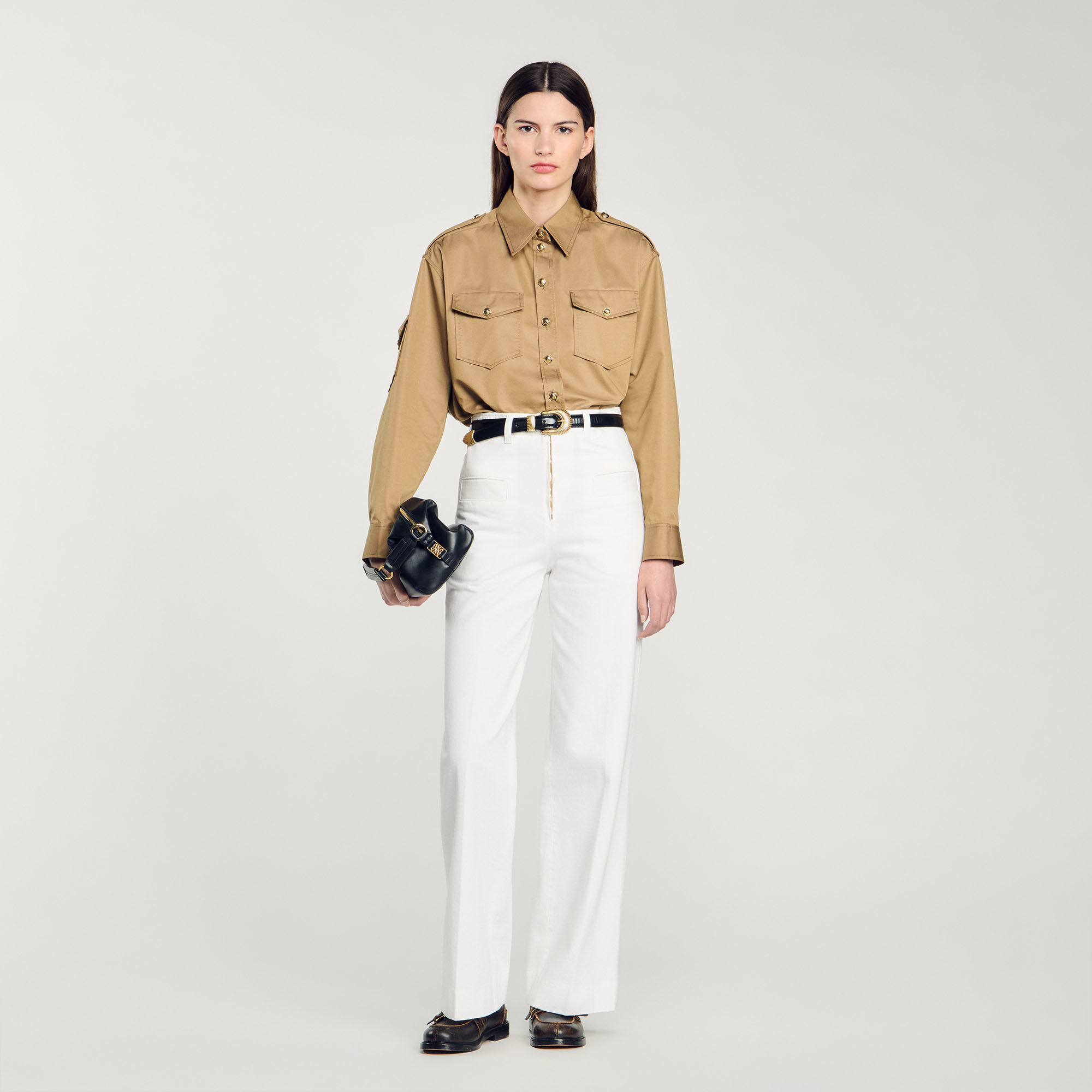 Wide-leg canvas trousers