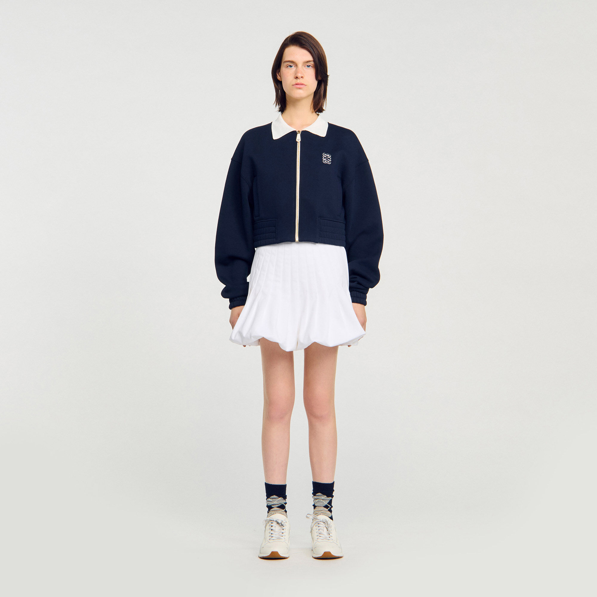 Cropped two-tone sweatshirt