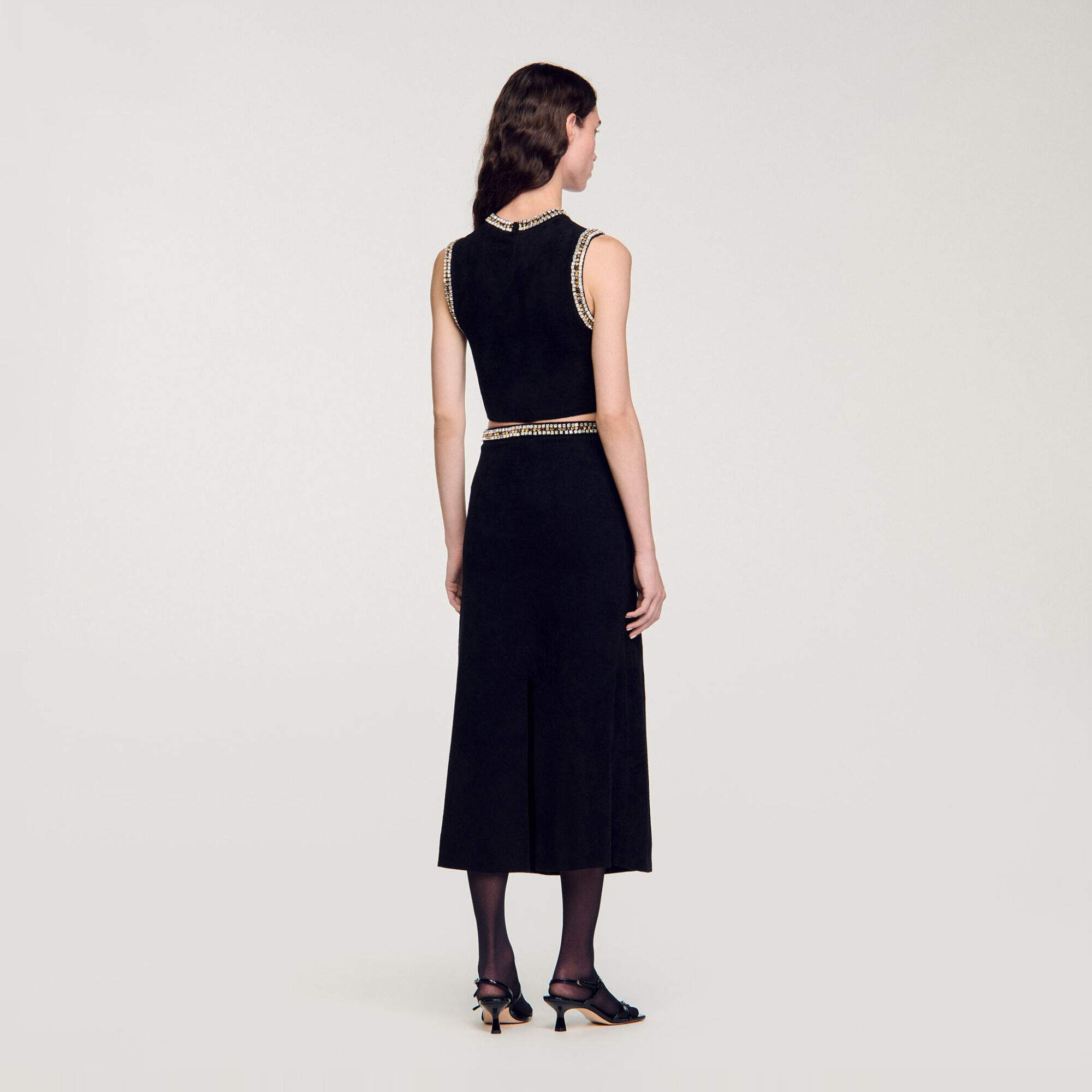 Jewellery-neck knit top