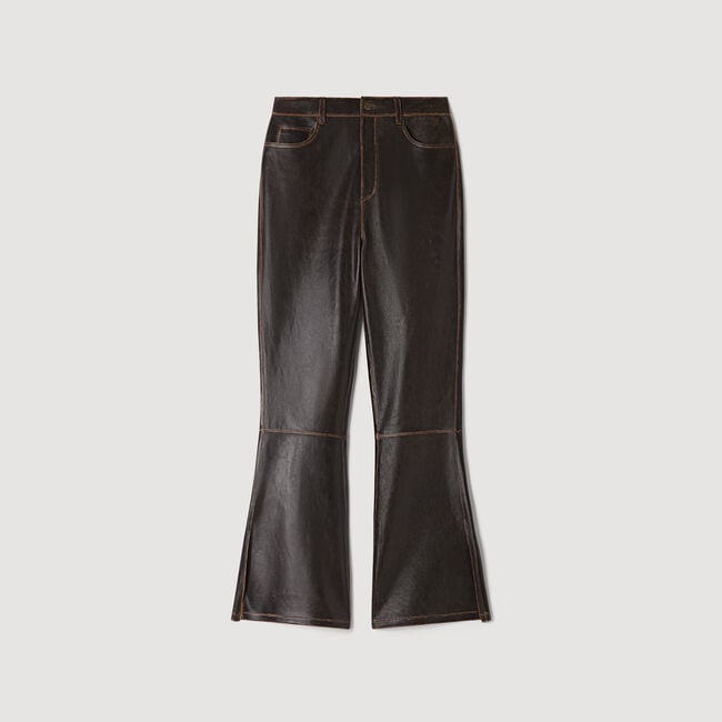 Distressed leather trousers - Women | Sandro