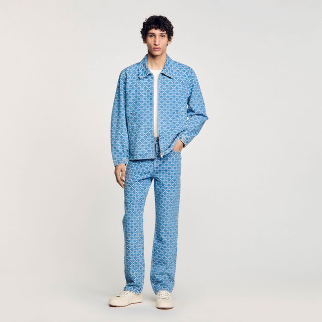 Square cross denim jacket